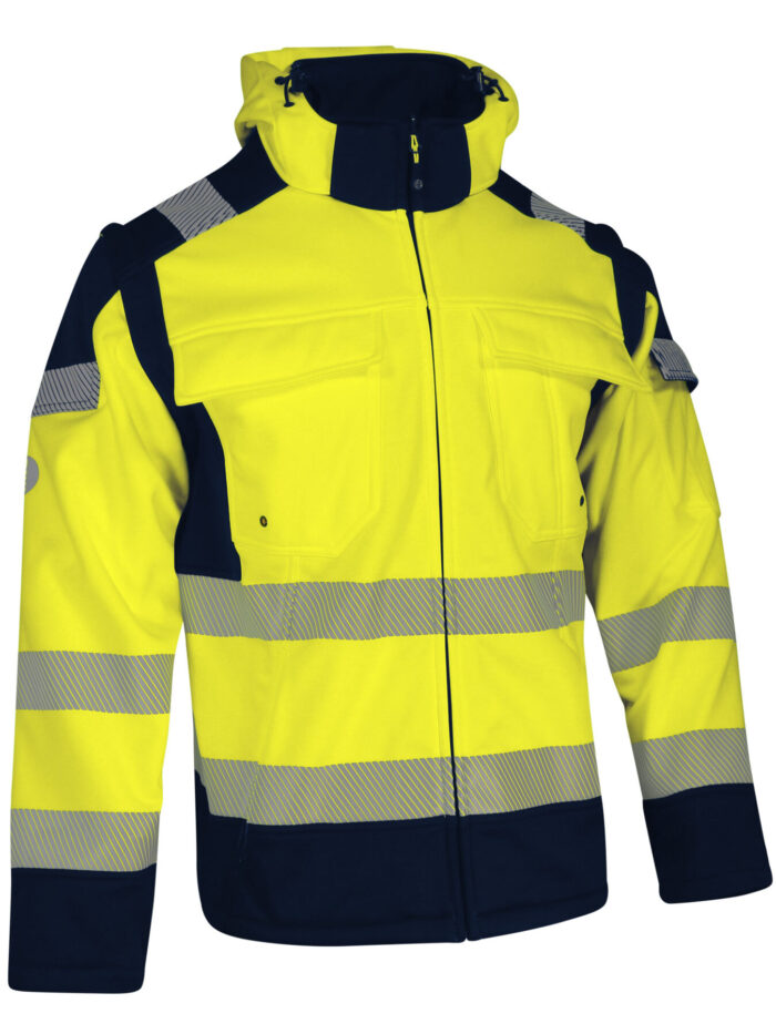 SINGER VILMIA Softshell korkean näkyvyyden takki. 2x1. Irrotettavat hihat. 100 % polyesteri