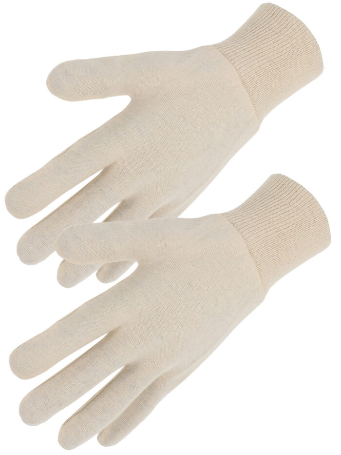 SINGER JE300H Luonnollinen interlock-puuvillakäsine. Raskas versio. Neulottu ranne.