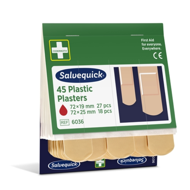Laastari Salvequick 6036 täyttöpakkaus 45 Plastic, 6x45kpl/pkt