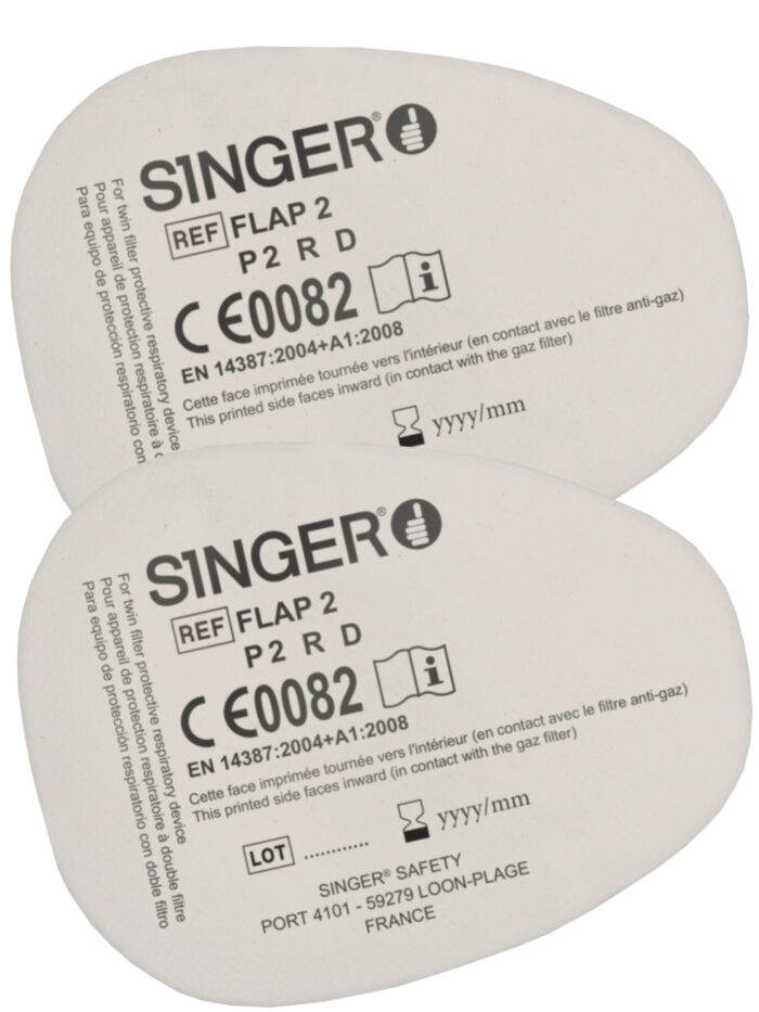 SINGER 5FLAP2 Hiukkassuodattimet (P2 R D). Käytettäväksi CLIPF-sovittimen kanssa. x 5 paria