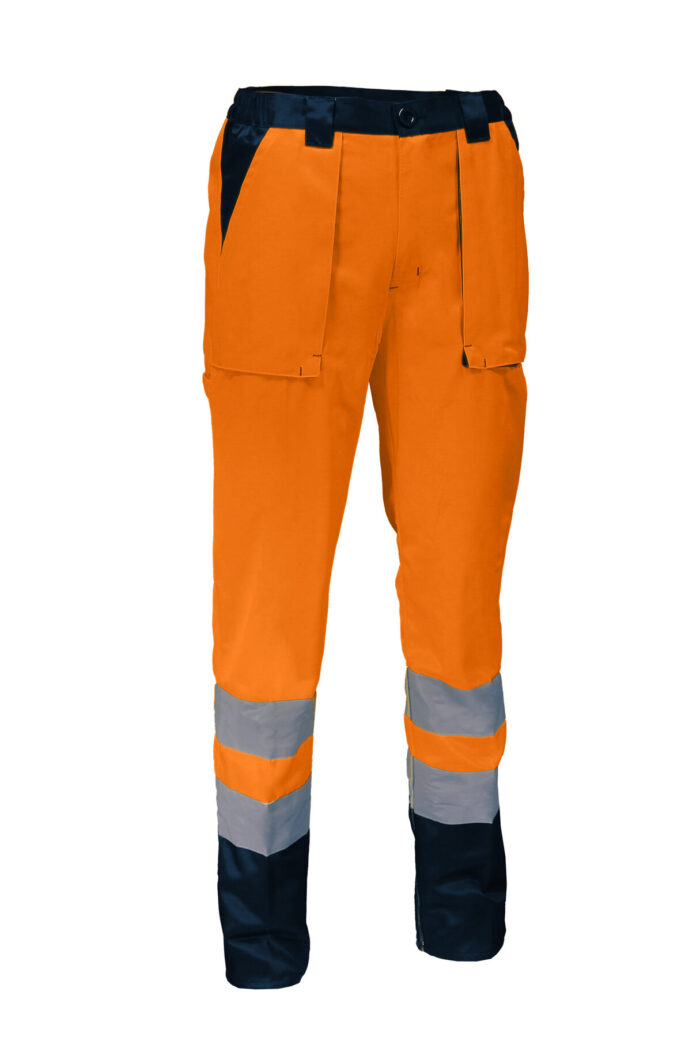SINGER PUMO Korkean näkyvyyden työhousut. 65% polyesteri ja 35% puuvilla, 245 gsm.