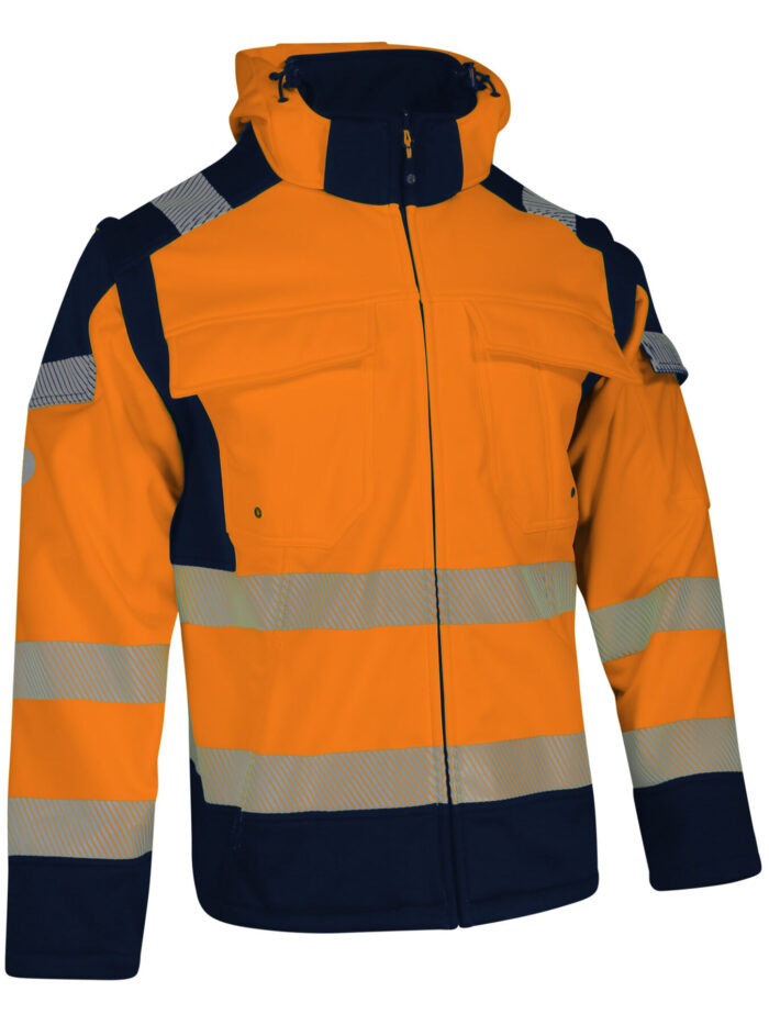 SINGER VILMIO Softshell korkean näkyvyyden takki. 2x 1 irrotettavat hihat. 100 % polyesteri