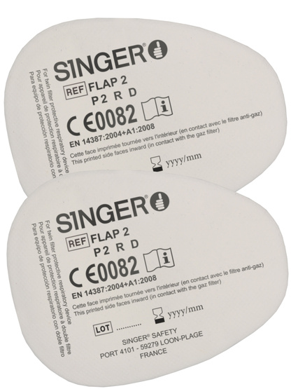 SINGER 5FLAP2 Hiukkassuodattimet (P2 R D). Käytettäväksi CLIPF-sovittimen kanssa. x 5 paria - Image 2